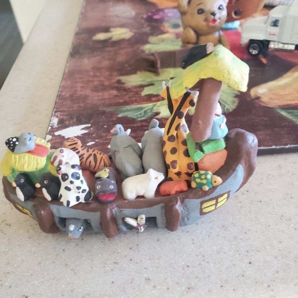 Vintage Noahs Ark Animals Clay figurine